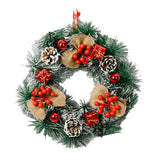 Christmas Hanging Wreath Decoration – Festive PVC Door Décor with Bow, Berries, Santa & Reindeer Design