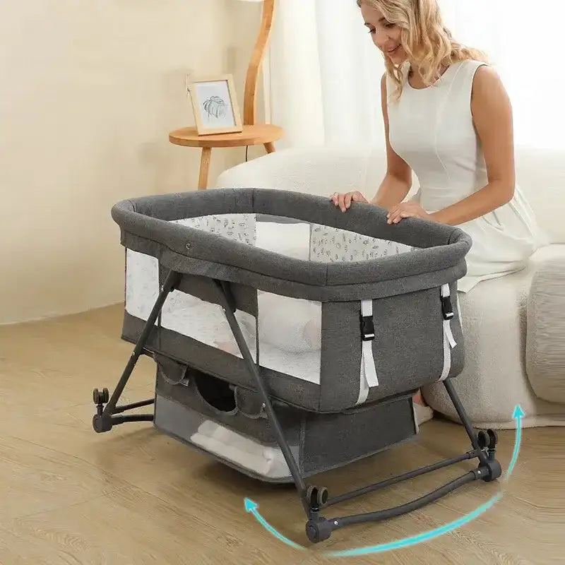 Sejoy 3-in-1 Rocking Crib Baby Bassinet & Newborn Beside-Sleeper – Convertible Infant Sleeping Bed