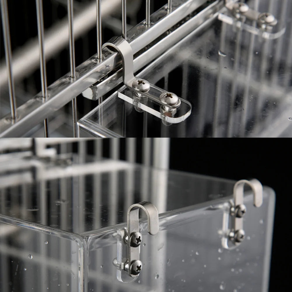 Transparent Acrylic Bird Bath Box – Hanging Water Tub for Cages, Thickened Shower Accessory for Parrots, Canaries & Budgies