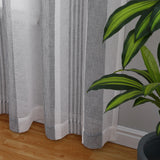Sheer Voile Stripe Faux Linen Curtains – Grommet Top, 63 in Length, 2 Panel Set for Living Room/Bedroom/Bathroom