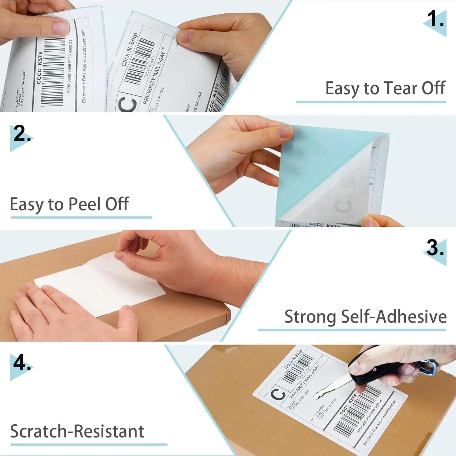 4 × 6″ Fanfold Direct Thermal Shipping Labels – 500-Pack with Perforation, Compatible with Zebra, Rollo & More