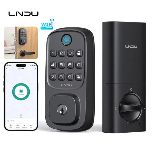 LNDU WL01 Smart Lock – WiFi Entry Deadbolt with Fingerprint, App Control & Rechargeable Battery