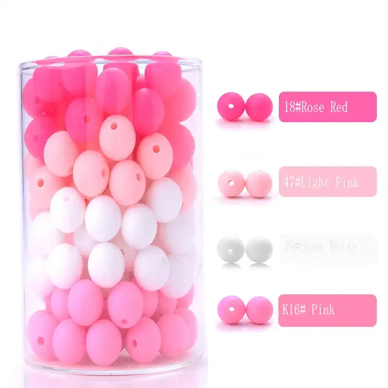 100-Piece 12 mm Silicone Beads Set for Baby Teething & Pacifier Chain – BPA-Free Chewable DIY Accessory