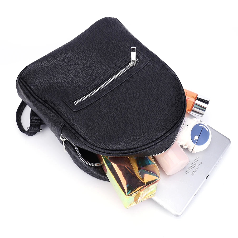 Large Capacity Women’s PU Leather Shoulder Backpack with Multi Pockets for Daily & Travel Use