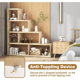 4-Tier L-Shaped Ladder Corner Bookcase – 6 Cube Stepped Etagere with 10 Shelves & Sturdy L-Frame