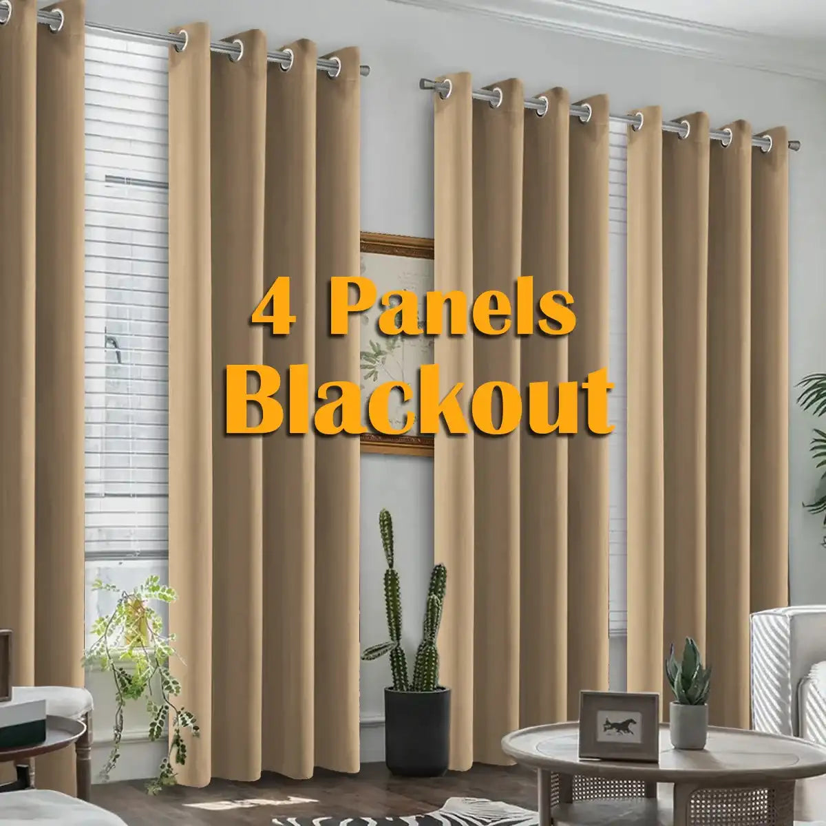 4PCS Blackout Curtains – Thermal Insulated Noise Reduction Grommet Panels for Bedroom & Living Room