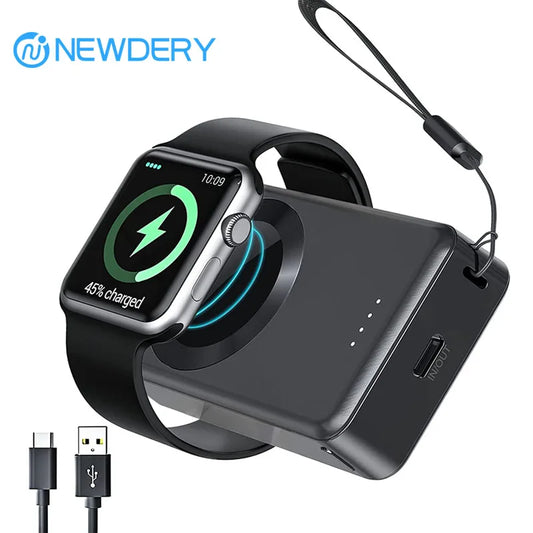 4000mAh Portable Power Bank – Magnetic Wireless Battery Pack Charger for Apple Watch Series 1–10, SE, Ultra & Ultra 2