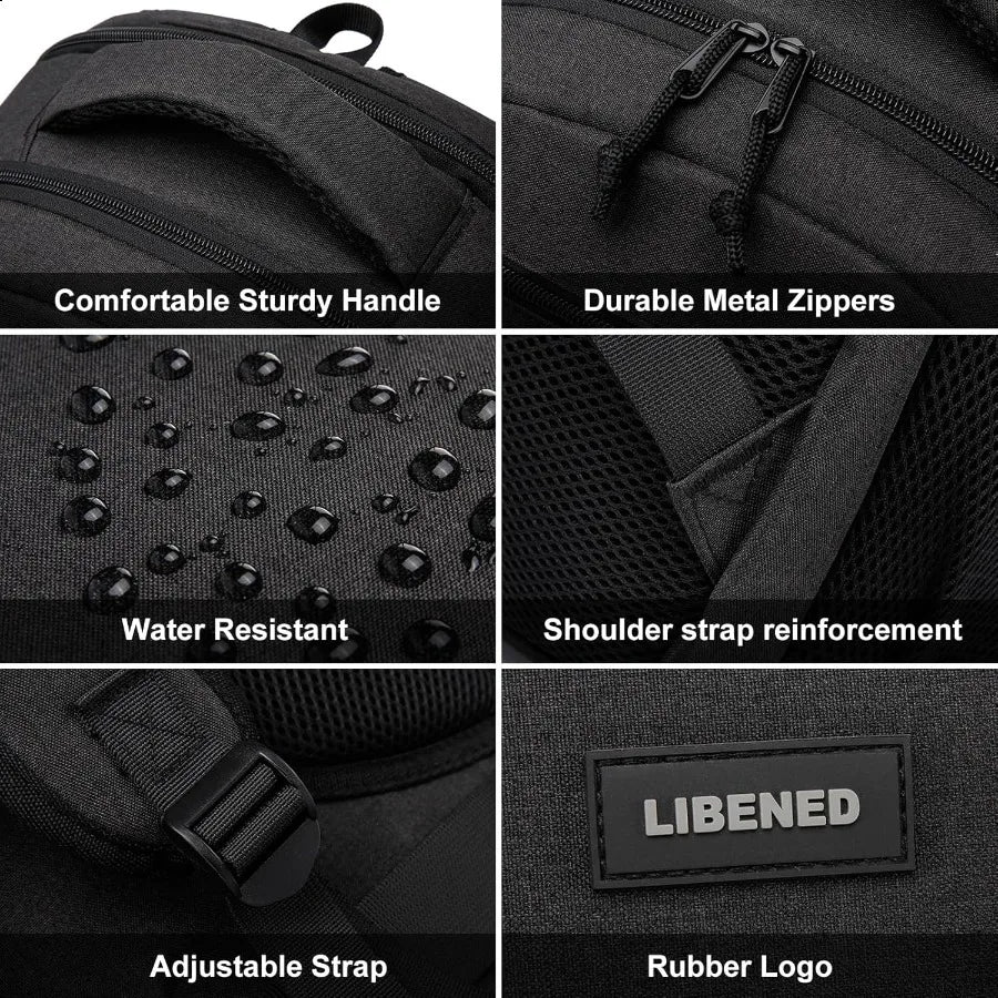15.6" Anti-Theft School Laptop Backpack – Water-Resistant USB Charging Bookbag for Teen Boys & Men | Ergonomic Travel Daypack