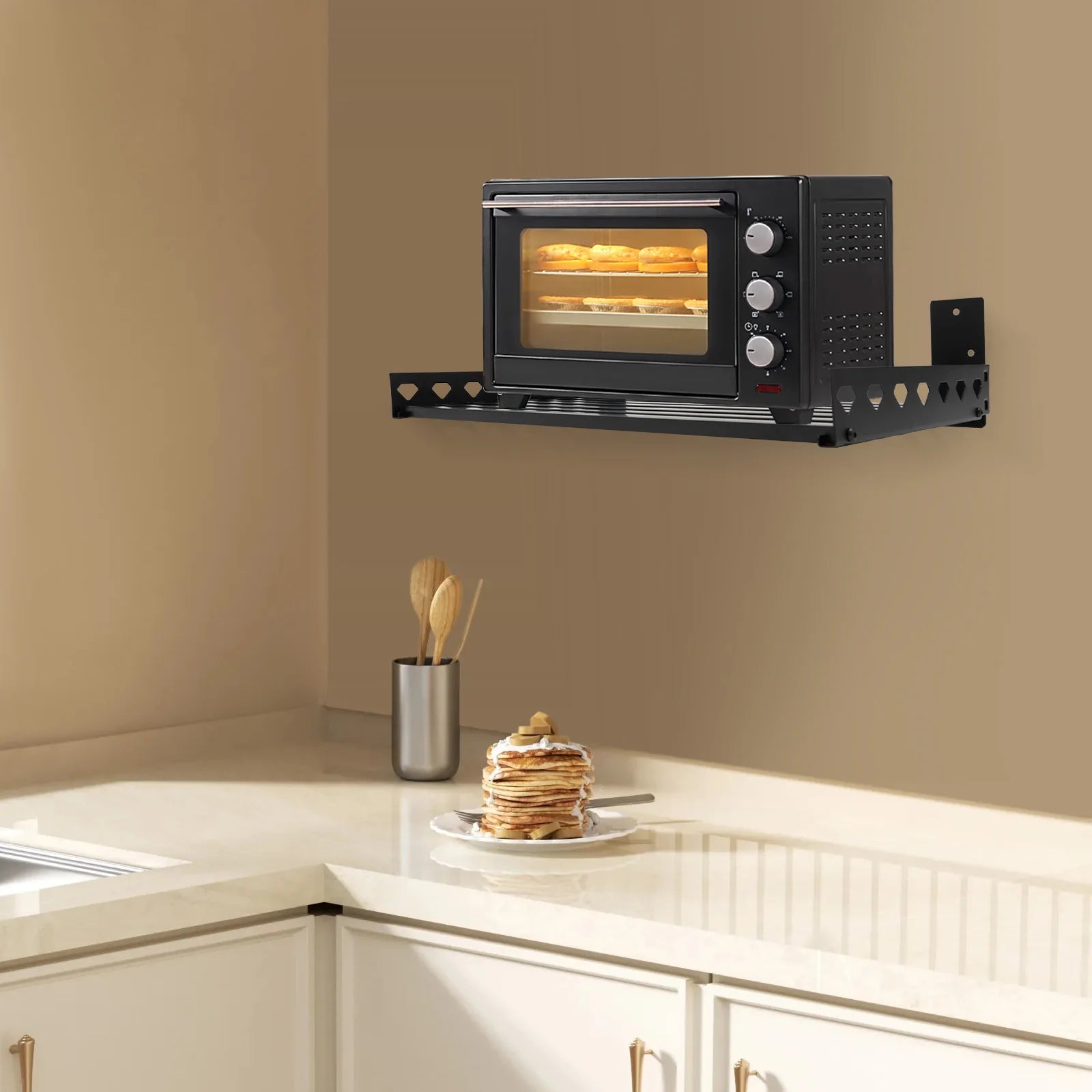 Bymaocar Wall-Mounted Stainless Steel Microwave Rack – Heavy-Duty, 7-Tube Support