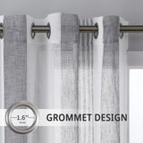 Sheer Voile Stripe Faux Linen Curtains – Grommet Top, 63 in Length, 2 Panel Set for Living Room/Bedroom/Bathroom