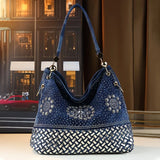 Large Capacity Woven Diamond-Embellished Tote Bag – Personalized Gradient Handbag for Women