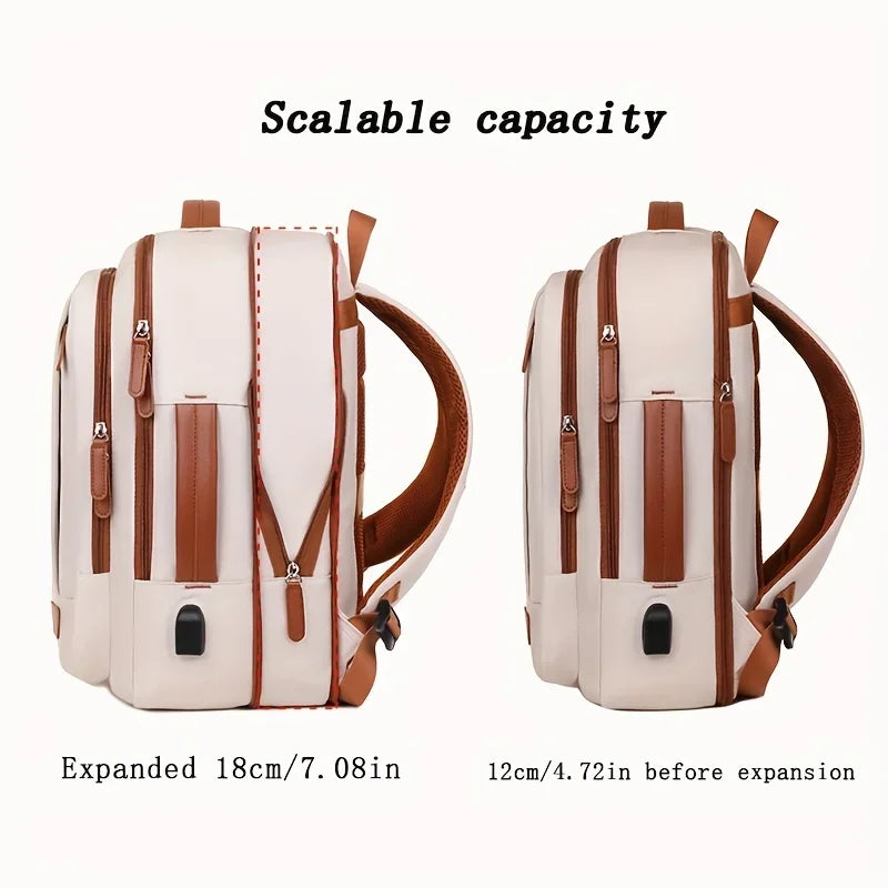 Expandable Large-Capacity Laptop Backpack – Durable Oxford Travel & School Bag | Multi-Compartment Shoulder Pack