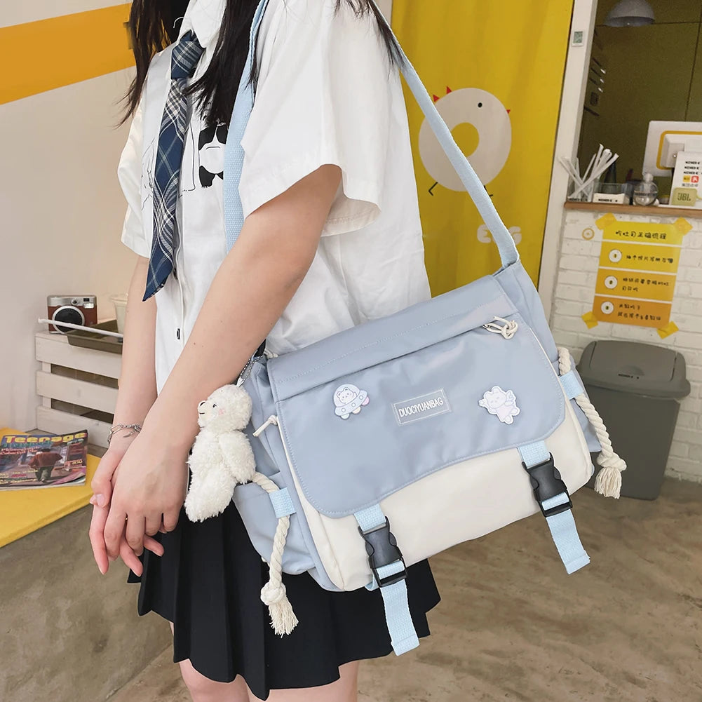 Harajuku Women’s Crossbody Bag 🎨 – Large Capacity Messenger Pouch with Zipper Pocket for Work, Sports & Travel 👜✨