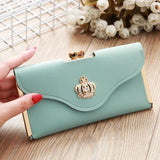 Women’s Crown Style Long Wallet – Elegant PU Leather Hasp & Zipper Clutch with Coin Pocket, Card Holder & Portable Design