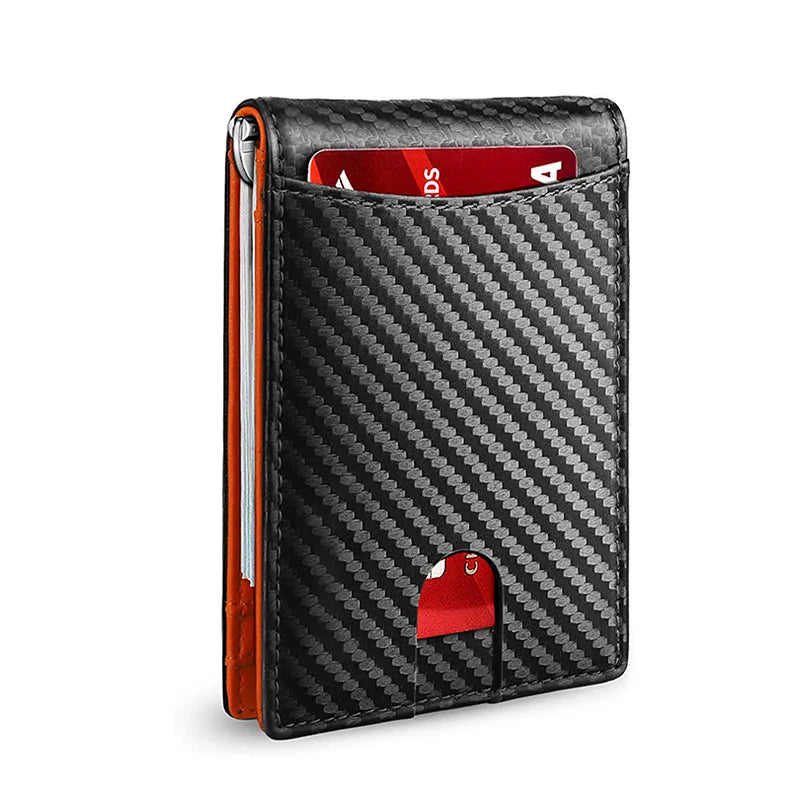 Slim Leather Wallet for Men – RFID Blocking Bifold Front Pocket Wallet with Money Clip & Minimalist Card Holder Design