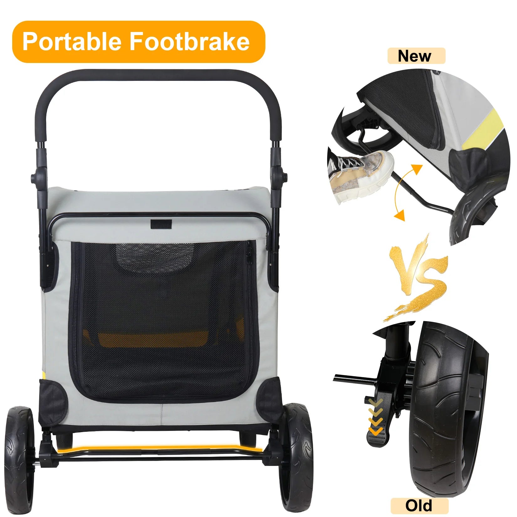 Premium Dog Stroller Pram – 4-Wheel Foldable Pet Jogger Wagon for Small, Medium & Large Dogs with Travel-Ready Design