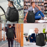 Black 15.6" Laptop School Backpack — Water-Resistant Travel Bag with USB Charging Port for Teens & Adults