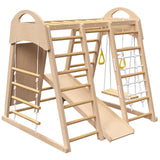 7-in-1 Indoor Jungle Gym Playset – Wooden Climber, Slide, Swing & Monkey Bars for Ages 2-6