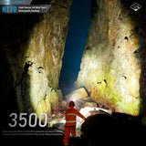 IMALENT HT70 LED Headlamp – 3500 Lumens, 349m Beam Distance, Rechargeable 5000mAh Battery, White & Red Triple Light Source