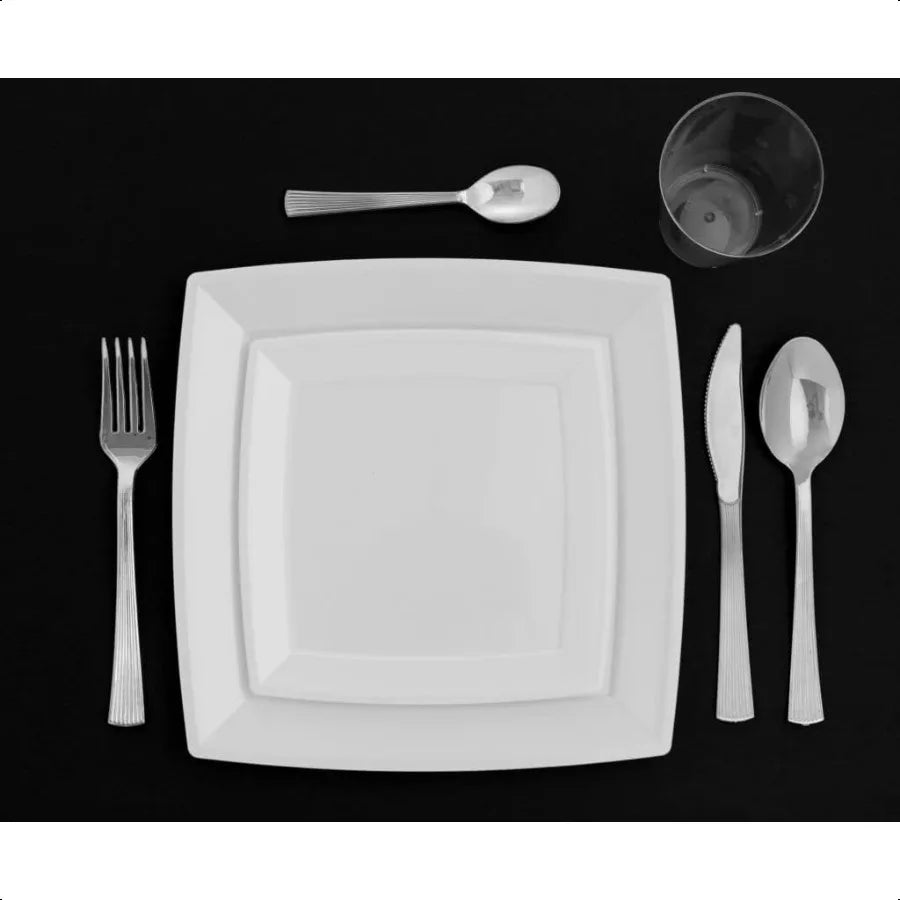 100-Piece Heavy-Duty Plastic Silverware Set – Elegant Disposable Knives & Flatware for Parties & Events