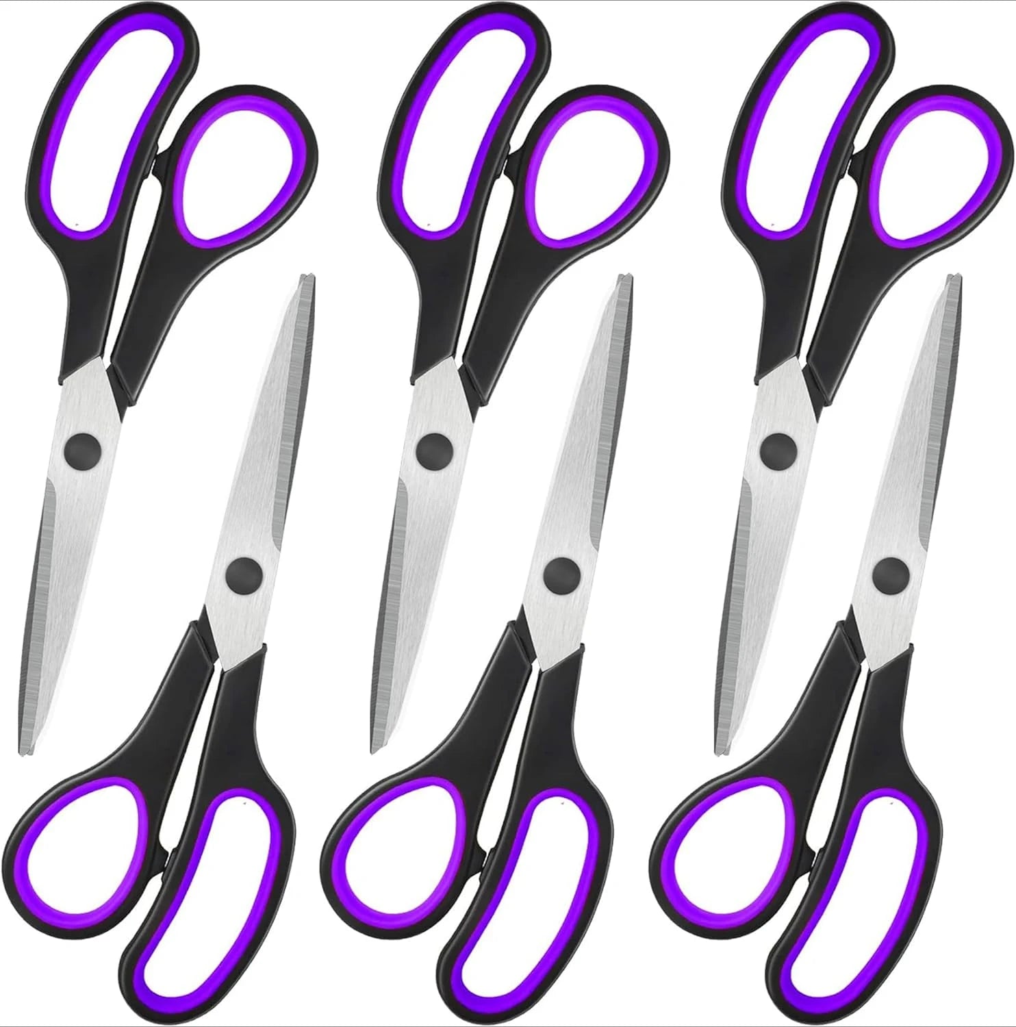 8-Inch All-Purpose Scissors 6-Pack – Sharp Comfort-Grip Scissors for Office, School, Sewing, Fabric & Craft Projects