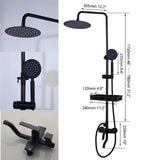 Zappo Matte Black 3-Way Wall-Mounted Rainfall Shower System – Shelf & Bathtub Mixer Included