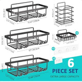 6-Pack Adhesive Shower Caddy Set – Large Capacity No-Drill Rust-Proof Wall-Mounted Shelves
