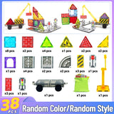 Magnetic Road Set with Car Toys – Creative Magnet Building Blocks Construction Kit for Toddlers, Educational STEM Gift for Boys & Girls