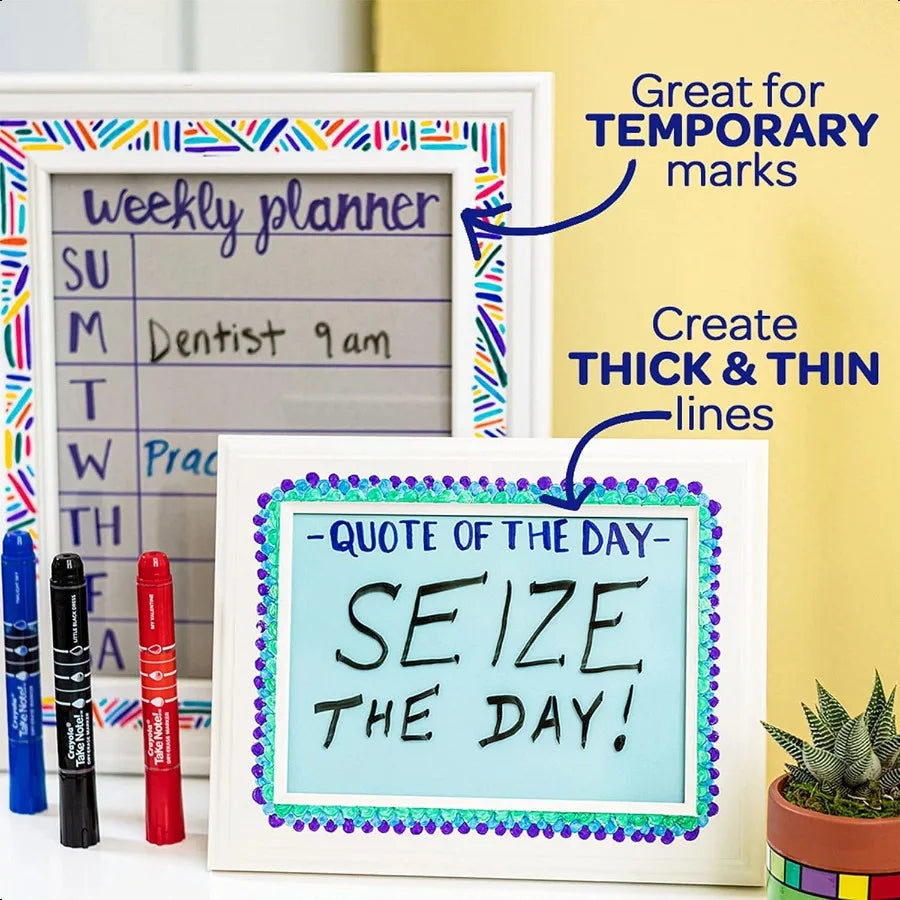 Crayola Take Note Dry Erase Markers – 12 Count Low-Odor Chisel Tip Whiteboard Markers for Classroom & Office ✍️