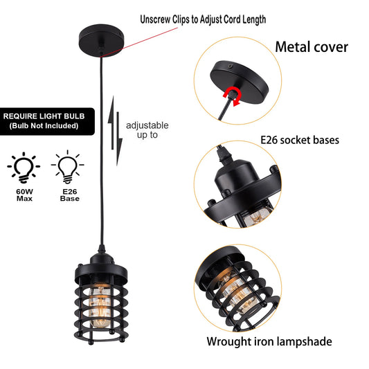 Industrial 3-Light Kitchen Island Metal Chandelier – Vintage Farmhouse Pendant Light, Black Ceiling Lamp Fixture
