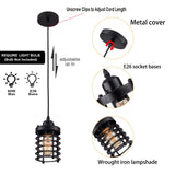 Industrial 3-Light Kitchen Island Metal Chandelier – Vintage Farmhouse Pendant Light, Black Ceiling Lamp Fixture