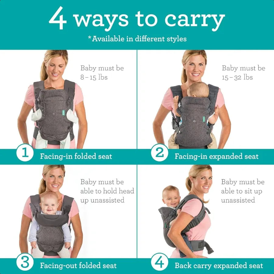 Flip 4-in-1 Convertible Baby Carrier & Crossbody Diaper Bag – Adjustable Ergonomic Babywearing Essential for Newborns