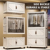 Multi-Layer Folding Storage Cabinet with Wheels – Large Capacity Rolling Organizer Wardrobe