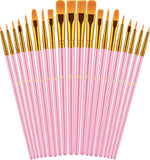 Artist Paint Brushes Set – 20 Brushes for Oil, Watercolor & Acrylic Painting on Canvas, Rock & Face (Blue)
