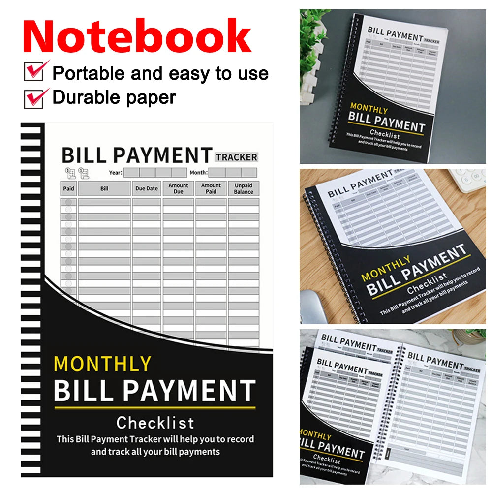 Monthly Bill Payment Book – Portable Checklist Bill Organizer Notebook for Home & Office
