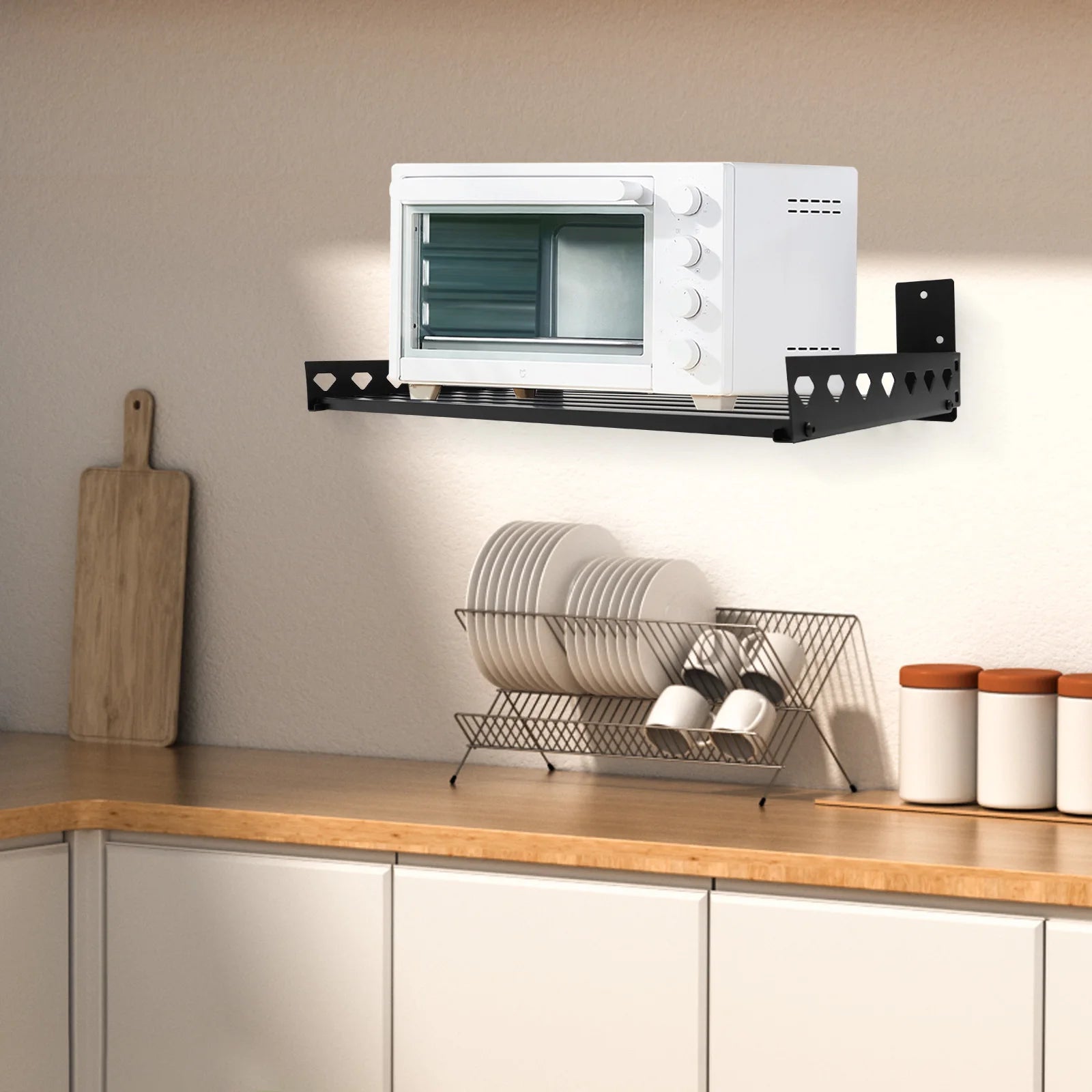 Bymaocar Wall-Mounted Stainless Steel Microwave Rack – Heavy-Duty, 7-Tube Support