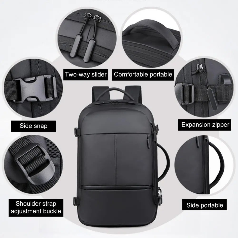 Expandable Men’s Laptop Backpack – Large Capacity Business & Travel School Backpack with USB Charging Port