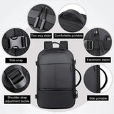 Expandable Men’s Laptop Backpack – Large Capacity Business & Travel School Backpack with USB Charging Port