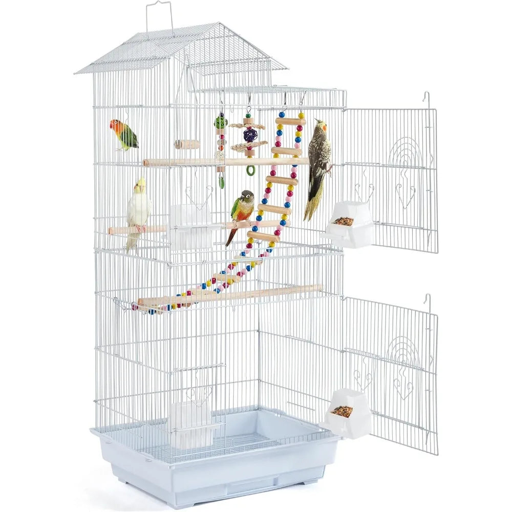 Roof-Top Medium Parakeet Cage – Bird Cage for Cockatiels, Conures, Finches, Budgies, Canaries & Lovebirds