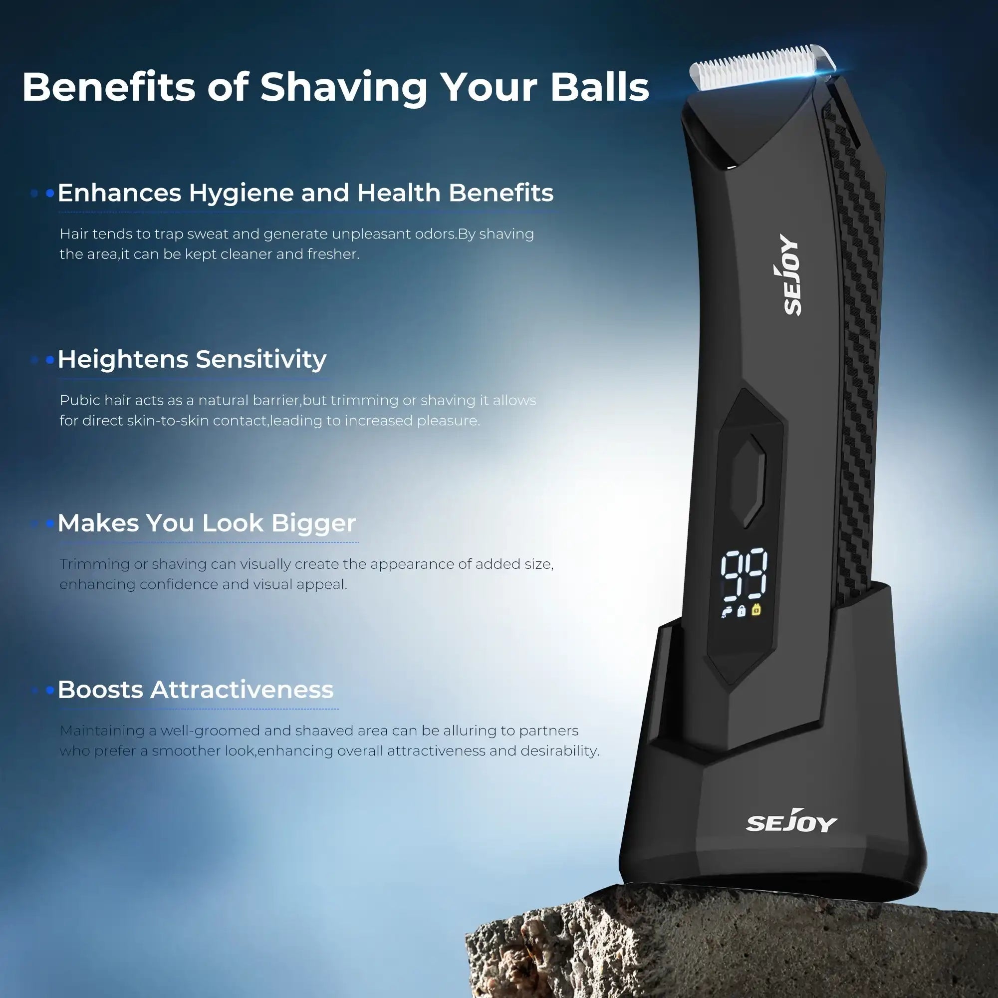 Sejoy Cordless Hair & Body Grooming Kit for Men – Rechargeable Hair Clipper, Beard Trimmer, Nose/Ear Trimmer & LED Display