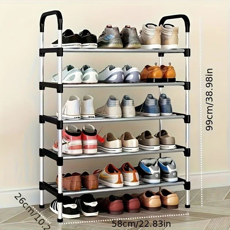 5-Tier Stainless Steel Stackable Shoe Rack – Adjustable Shoe Organizer for Closet & Entryway