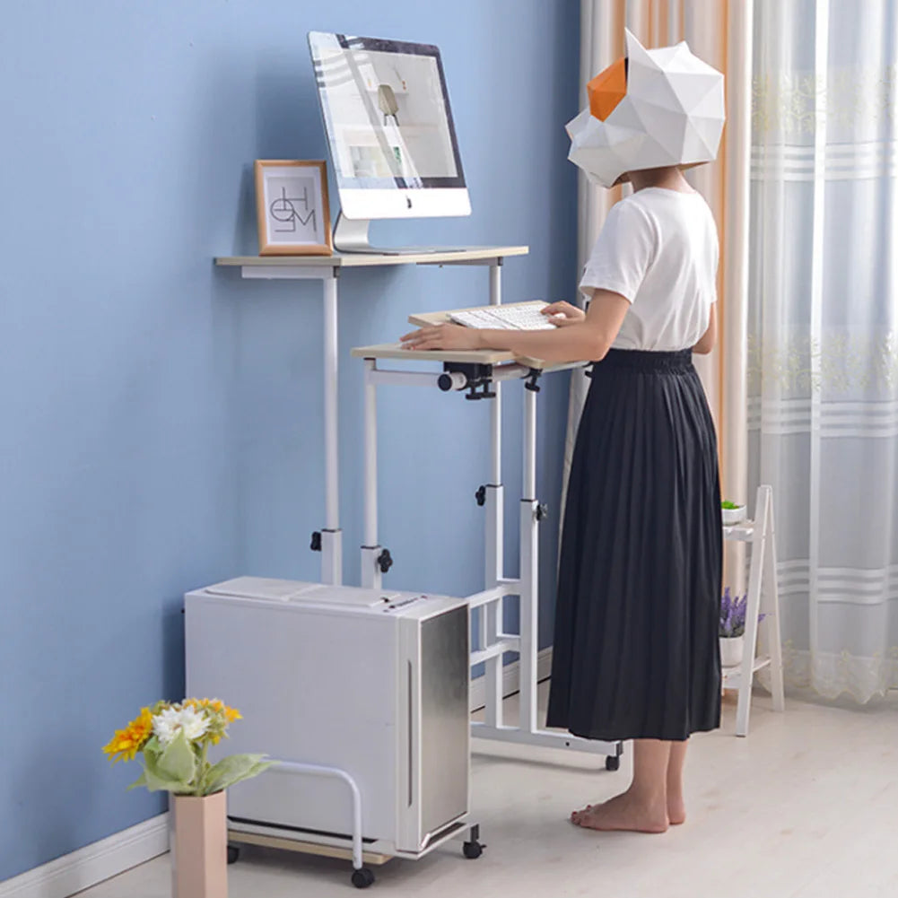 🖥️ Adjustable Laptop Stand Desk – 60cm Stand-Up Computer Desk with Rollers for Home Office & Study