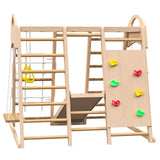 7-in-1 Indoor Jungle Gym Playset – Wooden Climber, Slide, Swing & Monkey Bars for Ages 2-6