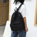 Solid Color Nylon Backpack for Girls – Large Capacity Daily School & Travel Shoulder Backpack