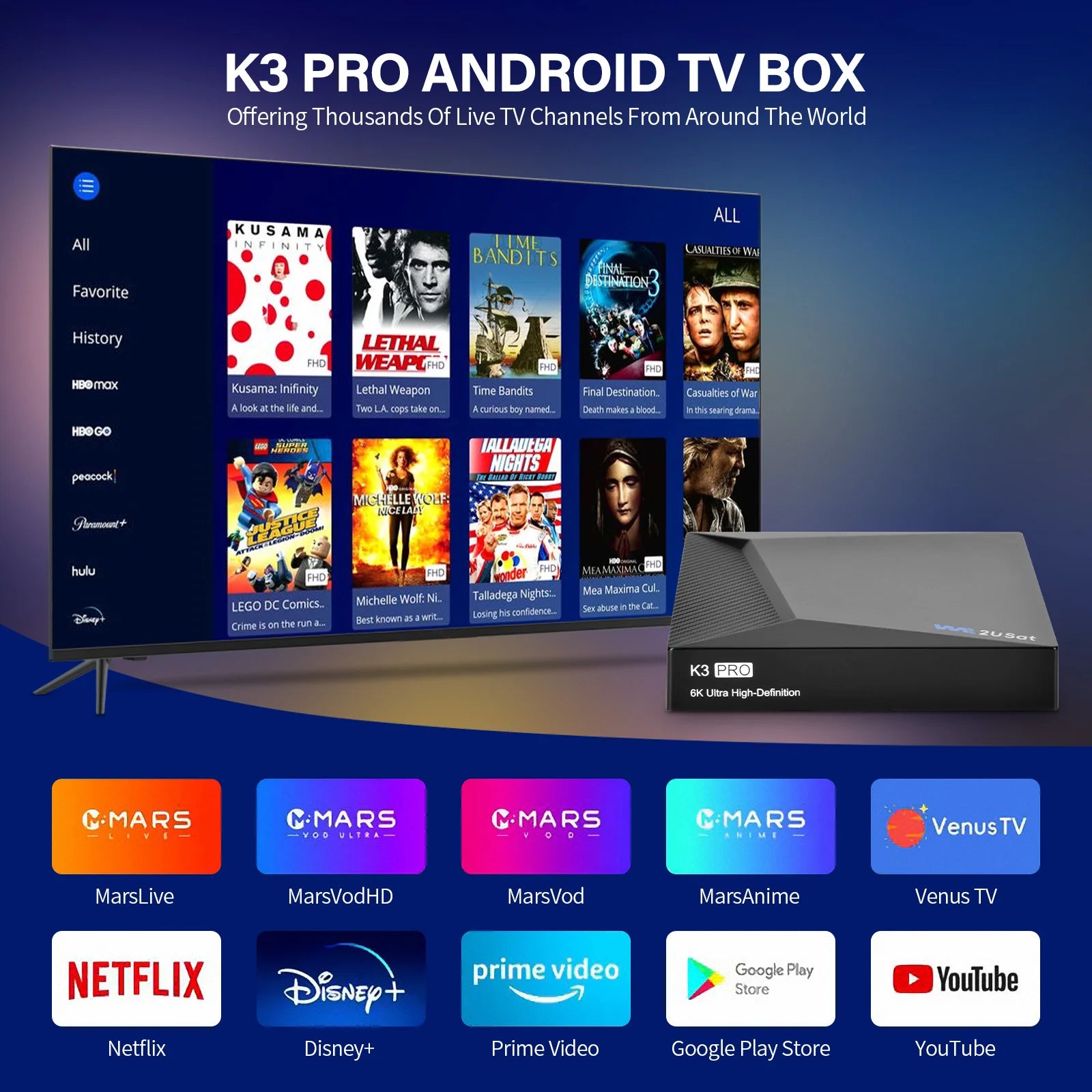 K3 Pro Android 10.0 TV Box – 6K HDR Media Player with Built-in WiFi Antenna, US Terrestrial Channel Support (Ships from US)