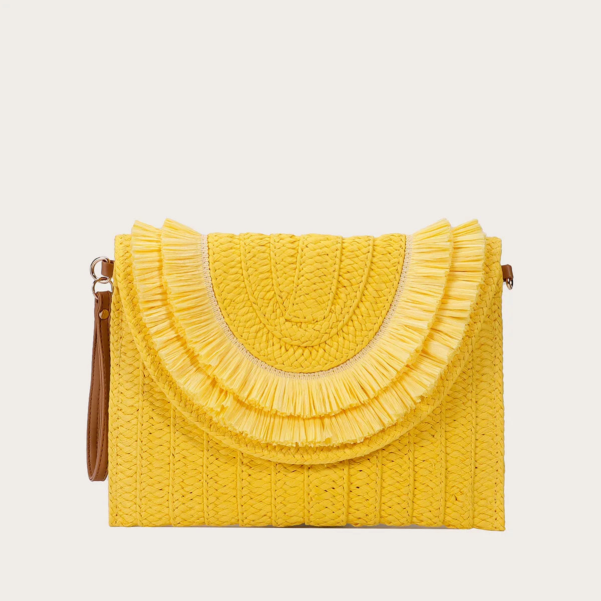 Women’s Raffia Straw Woven Bag – Handmade Summer Beach Shoulder & Crossbody Purse, Ladies’ Wrist Clutch & Handbag