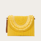 Women’s Raffia Straw Woven Bag – Handmade Summer Beach Shoulder & Crossbody Purse, Ladies’ Wrist Clutch & Handbag
