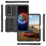 Heavy Duty Armor Metal Aluminum Case – Shockproof Military Stand Cover with Screen Protector for Samsung Z Fold 4