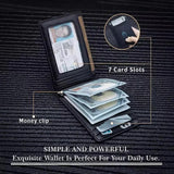 Slim Leather Wallet for Men – RFID Blocking Bifold Front Pocket Wallet with Money Clip & Minimalist Card Holder Design