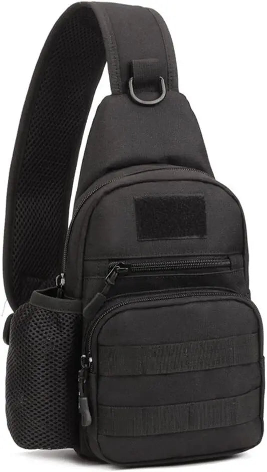 Tactical Sling Crossbody Backpack – MOLLE EDC Chest Bag with Water Bottle Holder | Outdoor Travel Shoulder Pack